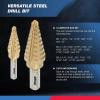imageNEIKO 10194A Titanium Step Drill Bit HighSpeed AlloySteel Bit Hole Expander for Wood and Metal 10 Step Sizes from 14 Inch to 1 38 InchesStraight