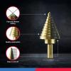 imageNEIKO 10194A Titanium Step Drill Bit HighSpeed AlloySteel Bit Hole Expander for Wood and Metal 10 Step Sizes from 14 Inch to 1 38 InchesStraight