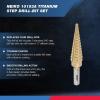 imageNEIKO 10194A Titanium Step Drill Bit HighSpeed AlloySteel Bit Hole Expander for Wood and Metal 10 Step Sizes from 14 Inch to 1 38 InchesStraight