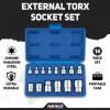 imageNeiko 02473A External Torx Plus Socket Set10 Piece  14Inch EP6  EP8 38Inch EP10  EP16 12Inch Square Drive EP18 and EP24  CRV SteelETorx