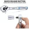 imageNeiko 03002A Stubby Ratchet 14 Inch Ratchet Wrench and Bit Driver 108Tooth Reversible Ratchet 33 Degree Mini 14 Ratchet Drive Oval Head Wrench CRV Steel Quarter Inch Small Ratchet Wrench38 Drive