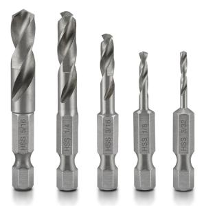 imageNEIKO 10059A Combination Drill and Tap Bit Set with Quick Change Adapter 13 Piece SAE 632NC to 1420NC and Metric Drill Bit Set M3 to M10 Metric Tap SetStubby