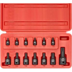 imageNEIKO 10071A 13Piece Torx Bit Socket Set S2 and CrV Steel 14Inch 38Inch and 12Inch Drive 2mm to 14mm Torx Bit Set Torque Bit Set Torx Socket SetTP Torx