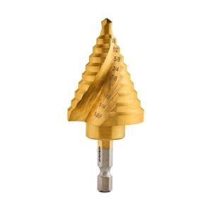 imageNEIKO 10194A Titanium Step Drill Bit HighSpeed AlloySteel Bit Hole Expander for Wood and Metal 10 Step Sizes from 14 Inch to 1 38 InchesSpiral