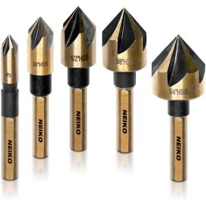 imageNEIKO 10235B 1316 Drill Bit for Metal 12 Shank Silver and Deming 135 Split Point High Speed Steel Drilling Bit for Metals Wood Plastics Composite MaterialsCountersink