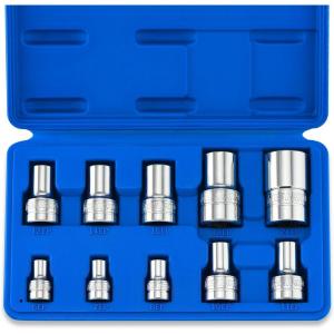 imageNeiko 02473A External Torx Plus Socket Set10 Piece  14Inch EP6  EP8 38Inch EP10  EP16 12Inch Square Drive EP18 and EP24  CRV SteelETorx Plus