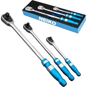 imageNeiko 03002A Stubby Ratchet 14 Inch Ratchet Wrench and Bit Driver 108Tooth Reversible Ratchet 33 Degree Mini 14 Ratchet Drive Oval Head Wrench CRV Steel Quarter Inch Small Ratchet Wrench14  38  12 Drives