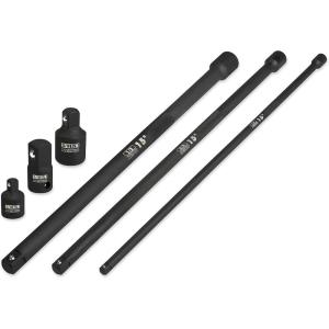 imageNEIKO 00258A 15 Long Impact Extension Set and Impact Socket Adapter Set 14quot 38 12 Drive Extensions and Socket Adapters 6 Pieces Total 3 Piece Each Chrome Vanadium CrV SteelReducer w Extension