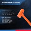 image:imageNEIKO 02851A Dead Blow Hammer 5 Pounds Neon Orange Deadblow Hammers Mallet Spark and Rebound Resistant Unibody Molded Soft Blow Rubber Checkered Grip Steel Shot and Core4 Pound