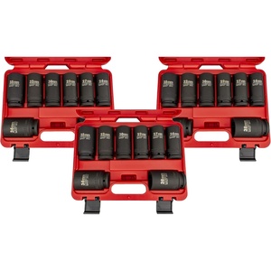 image:imageNeiko 02460A 34 Drive Deep Impact Socket Set 8 Piece Jumbo Assortment  Metric Sizes 26 to 38 mm  Chrome Vanadium Steel Pack of 3