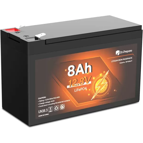 imageDRPREPARE 12V 100Ah LiFePO4 Battery with Monitor Screen Lithium Batteries 12v with 100A BMS 1280Wh Group 31 Deep Cycle Lithium Iron Phosphate Battery for RV Trolling Motor Solar Power OffGrid12V 8Ah