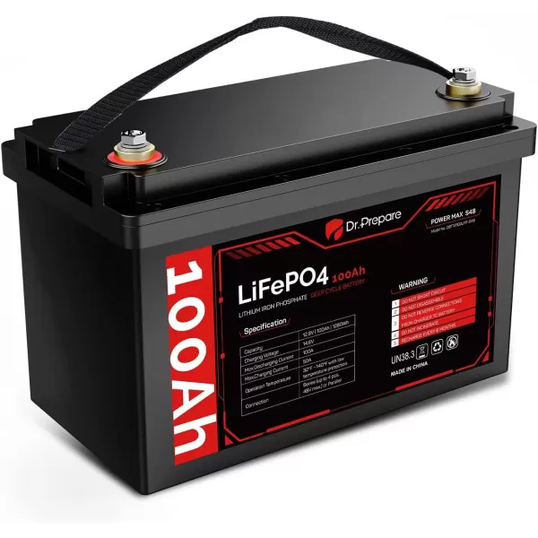 imageDRPREPARE 12V 100Ah LiFePO4 Battery with Monitor Screen Low Temperature Protection Lithium Deep Cycle Battery with 100A BMS Group 31 Lithium Battery for Trolling Motor RV Solar Power OffGrid12V 100Ah Group 31