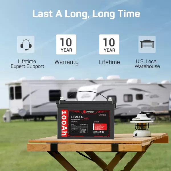 imageDRPREPARE 12V 100Ah LiFePO4 Battery with Monitor Screen Low Temperature Protection Lithium Deep Cycle Battery with 100A BMS Group 31 Lithium Battery for Trolling Motor RV Solar Power OffGrid12V 100Ah Group 31