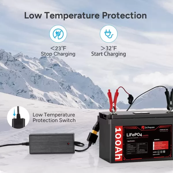 imageDRPREPARE 146V 10A LiFePO4 Battery Charger for 12V 128V Lithium Battery with Low Temp Protection ACDC Lithium Iron Phosphate Battery Charger 3Stage Smart Charging for RV Solar OffGrid