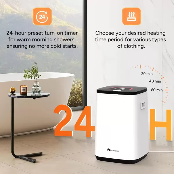 imageDRPREPARE 23L Towel Warmer for Bathroom Luxury Towel Warmer Bucket with LED Display 3 Timer Settings Auto Shut Off Child Safety Lock 4 Hooks Large Warmer for 2 Towels Bathrobes Blankets PJs23L