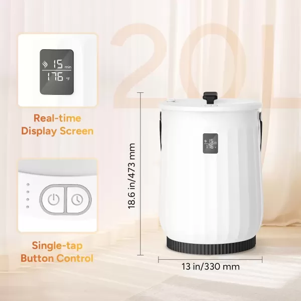 imageDRPREPARE 23L Towel Warmer for Bathroom Luxury Towel Warmer Bucket with LED Display 3 Timer Settings Auto Shut Off Child Safety Lock 4 Hooks Large Warmer for 2 Towels Bathrobes Blankets PJs20L