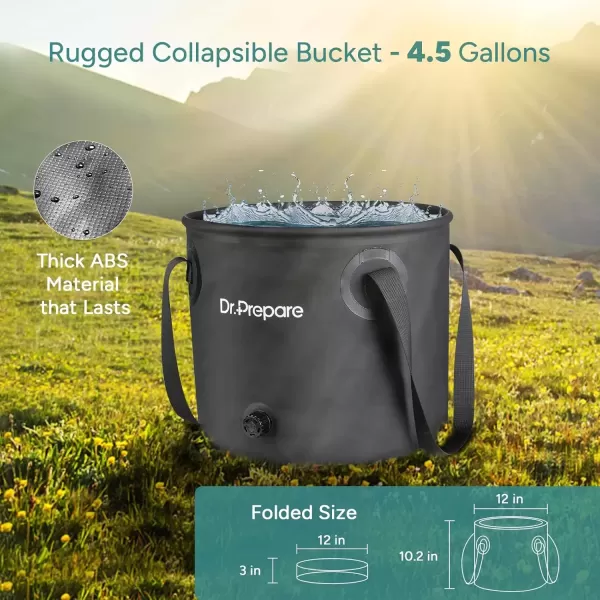 imageDRPREPARE 45 Gallons Portable Shower for Camping 17L Camping Shower with Pump USB Rechargeable Battery 2 Shower Heads Large Water Flow Portable Shower for Beach Hiking Outdoor Pet Cleaning