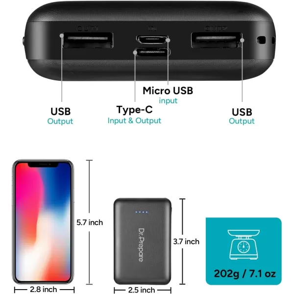 imageDRPREPARE 5V 3A Heated Vest Battery Pack 10000mAh Power Bank for Heated Jacket with Dual USB Outputs ampamp Type C inOutput UltraCompact Portable External Battery Charger Eye Mask iPhone iPad