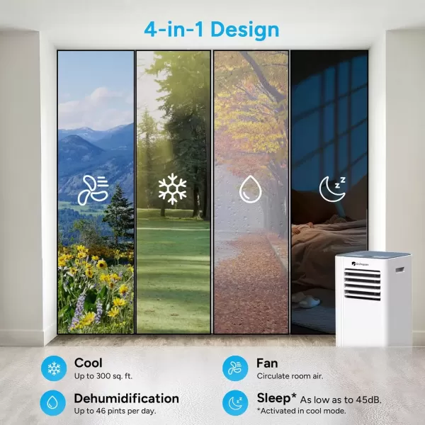 imageDRPREPARE 8000 BTU Portable Air Conditioner Cooling Dehumidifier Fan ampamp Sleep Modes 4in1 Portable AC wRemote Control ampamp 67 Window Kit Cools Up To 300 sq ft 124H Timers8 000 BTU