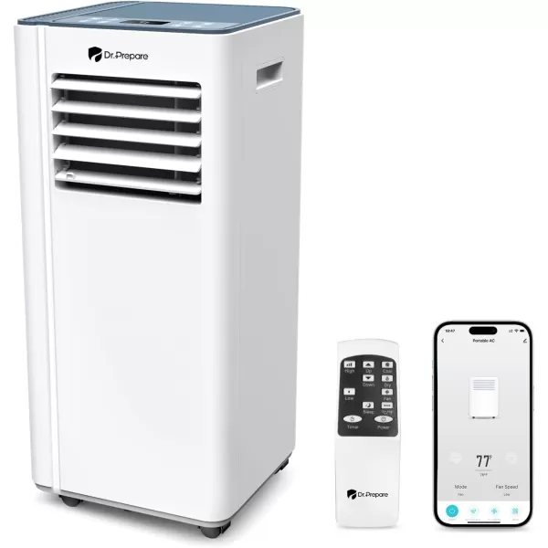 imageDRPREPARE 8000 BTU Portable Air Conditioner Cooling Dehumidifier Fan ampamp Sleep Modes 4in1 Portable AC wRemote Control ampamp 67 Window Kit Cools Up To 300 sq ft 124H Timers10 000 BTU with WiFi