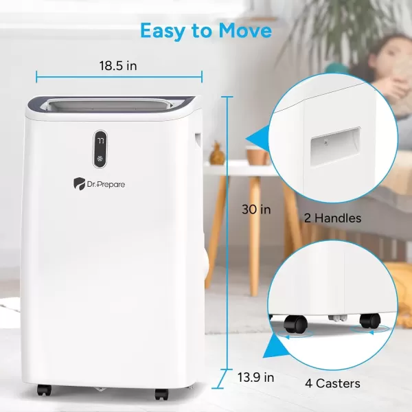 imageDRPREPARE 8000 BTU Portable Air Conditioner Cooling Dehumidifier Fan ampamp Sleep Modes 4in1 Portable AC wRemote Control ampamp 67 Window Kit Cools Up To 300 sq ft 124H Timers14 000 BTU with WiFi