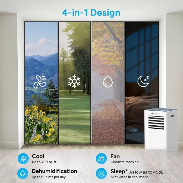 imageDRPREPARE 8000 BTU Portable Air Conditioner Cooling Dehumidifier Fan ampamp Sleep Modes 4in1 Portable AC wRemote Control ampamp 67 Window Kit Cools Up To 300 sq ft 124H Timers10 000 BTU with WiFi