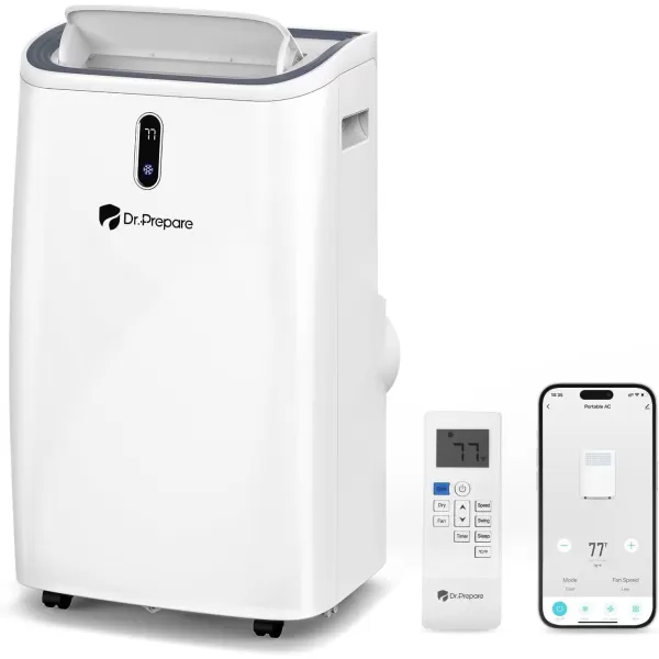 imageDRPREPARE 8000 BTU Portable Air Conditioner Cooling Dehumidifier Fan ampamp Sleep Modes 4in1 Portable AC wRemote Control ampamp 67 Window Kit Cools Up To 300 sq ft 124H Timers14 000 BTU with WiFi