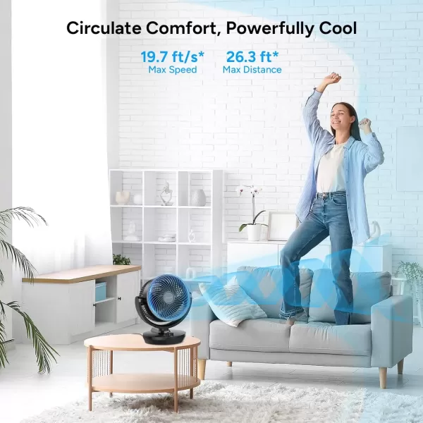 imageDRPREPARE Air Circulator Fan for Bedroom 116 Height Powerful Table Fan 70 AutoOscillating Vortex Fan 100 Adjustable Tilt 3 Speeds Efficient Cooling ampamp Circulation for Home Kitchen Office