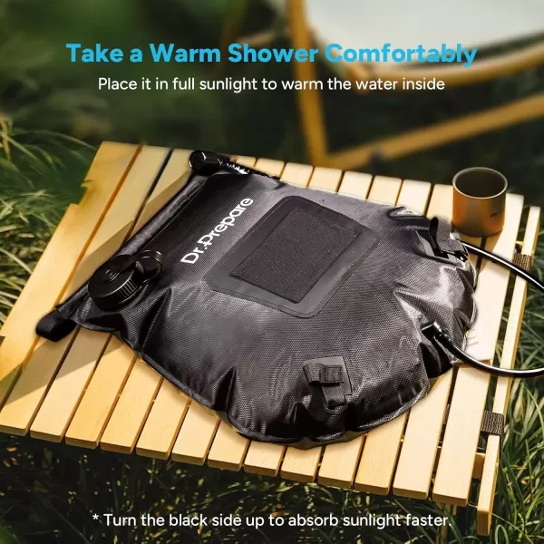 imageDRPREPARE Camping Shower 4 Gallons 15L Portable Camp Shower Bag for Camping Beach Travelling Hiking Trip Solar Shower Outdoor with OnOff Switchable Shower Head