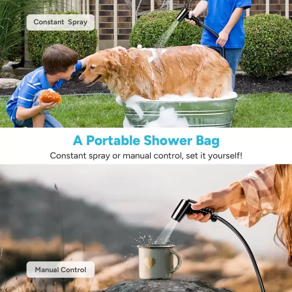 imageDRPREPARE Camping Shower 4 Gallons 15L Portable Camp Shower Bag for Camping Beach Travelling Hiking Trip Solar Shower Outdoor with OnOff Switchable Shower Head