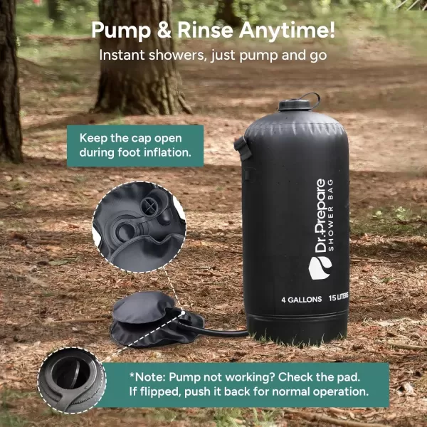 imageDRPREPARE Camping Shower 4 Gallons5 Gallons Portable Camp Shower with Foot Pump Dual Shower Options Large Water Inlet Portable Outdoor Shower for Camping Beach Hiking Climbing4 Gallons