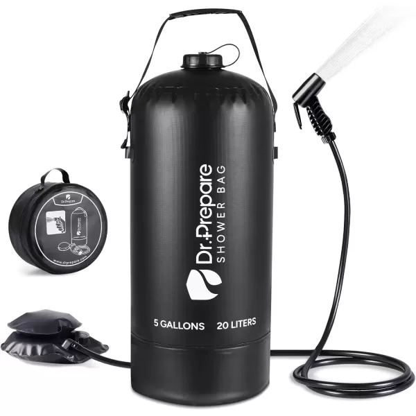 imageDRPREPARE Camping Shower 4 Gallons5 Gallons Portable Camp Shower with Foot Pump Dual Shower Options Large Water Inlet Portable Outdoor Shower for Camping Beach Hiking Climbing5 Gallons