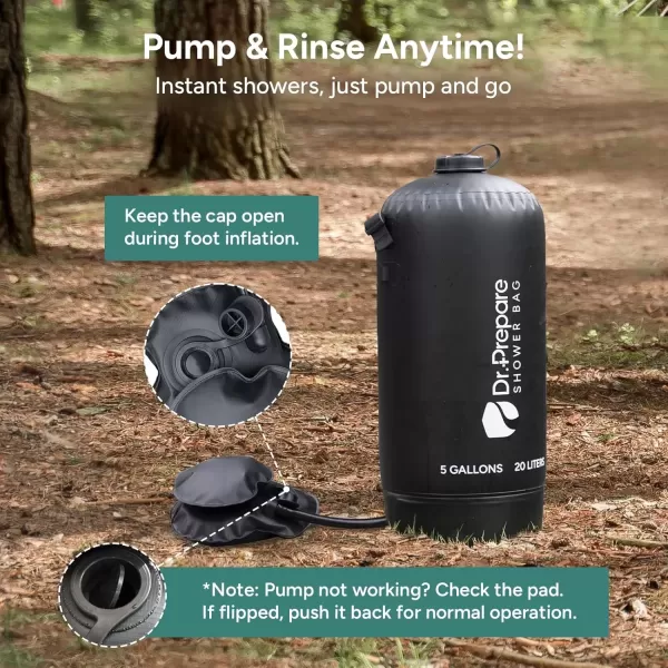 imageDRPREPARE Camping Shower 4 Gallons5 Gallons Portable Camp Shower with Foot Pump Dual Shower Options Large Water Inlet Portable Outdoor Shower for Camping Beach Hiking Climbing5 Gallons