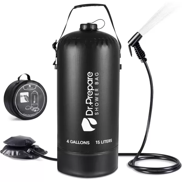 imageDRPREPARE Camping Shower 4 Gallons5 Gallons Portable Camp Shower with Foot Pump Dual Shower Options Large Water Inlet Portable Outdoor Shower for Camping Beach Hiking Climbing4 Gallons