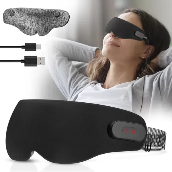 imageDRPREPARE Heated Eye Mask 3D Contoured Sleep Masks Eye Massager with 3 Vibration Mode for for Dry Eyes Migraines Tired Eyes Stye Dark Circles Ideal Birthday Xmas Gifts for WomenMen