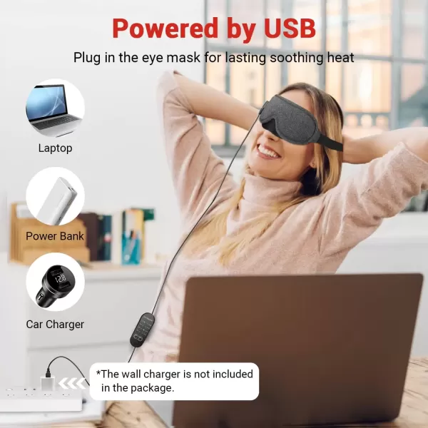 imageDRPREPARE Heated Eye Mask USB Eye Mask for Dry Eyes with Temperature ampamp Timer Control Earplugs Warm Eye Compress Heating Pad for Sleep Dry Eyes Blepharitis Dark Circles MGD and Puffy Eyes