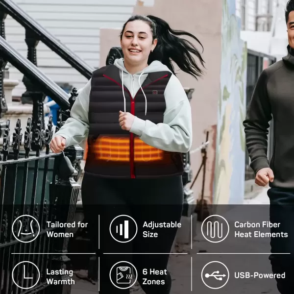 imageDRPREPARE Heated Vest Lightweight Heating Vest 3 Heat Levels 6 Heat Zones Adjustable Size Battery Not IncludedBlack  Pink Zipper
