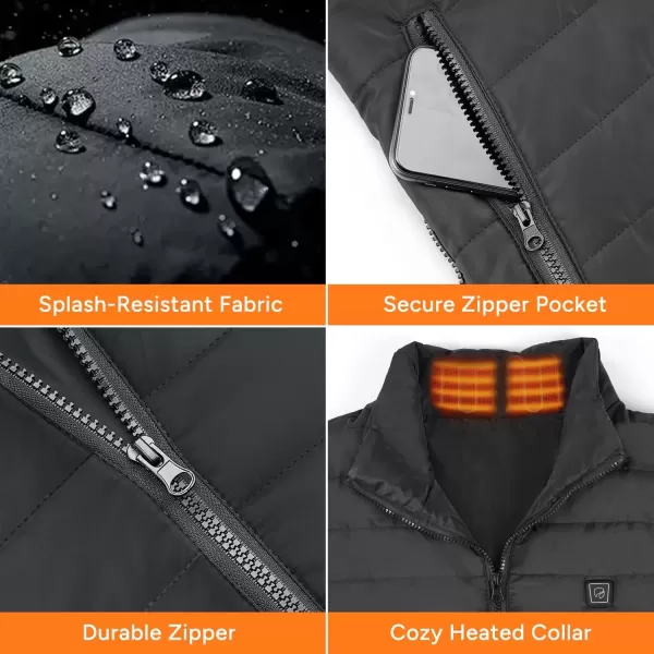 imageDRPREPARE Heated Vest Lightweight Heating Vest 3 Heat Levels 6 Heat Zones Adjustable Size Battery Not IncludedBlack