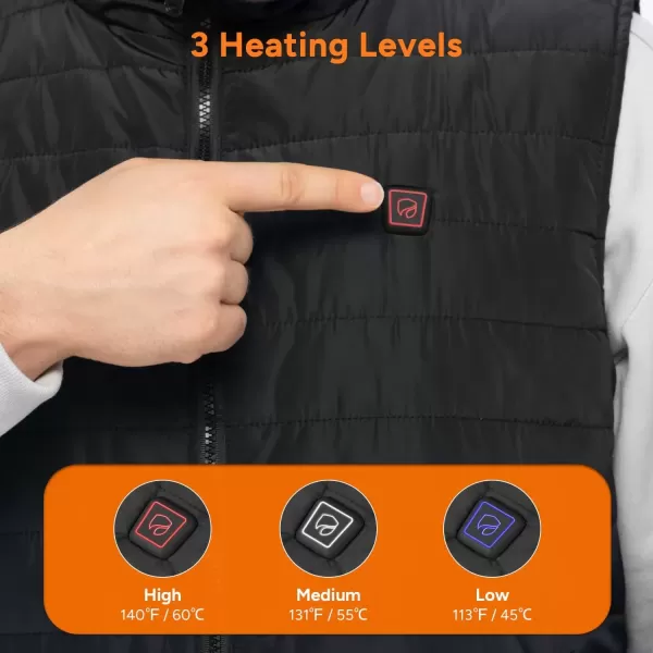 imageDRPREPARE Heated Vest Lightweight Heating Vest 3 Heat Levels 6 Heat Zones Adjustable Size Battery Not IncludedBlack