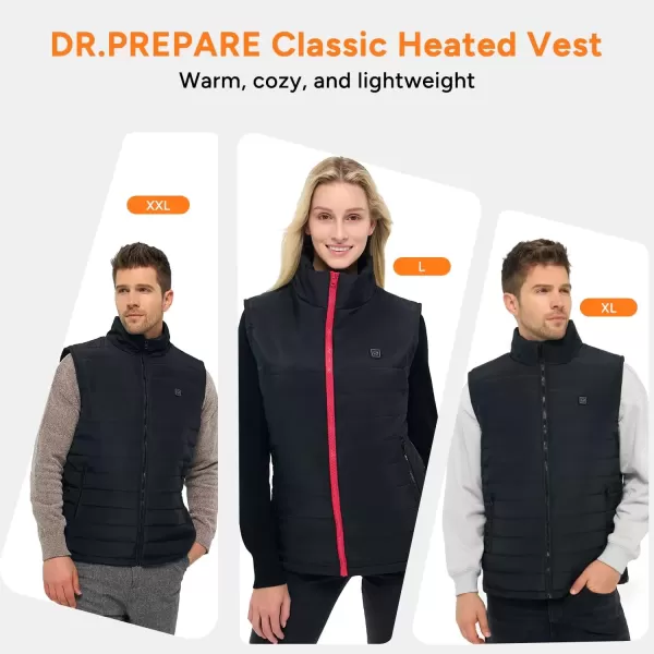 imageDRPREPARE Heated Vest Lightweight Heating Vest 3 Heat Levels 6 Heat Zones Adjustable Size Battery Not IncludedBlack