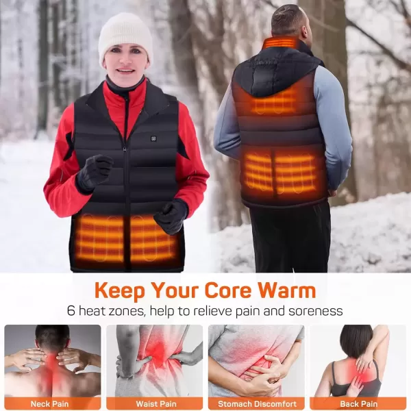 imageDRPREPARE Heated Vest Unisex Winter Hooded Heated Vests Outerwear for Men Women Lightweight USB Electric Heated Clothing Vest with 3 Heating Levels Adjustable Size Battery Pack Not Included