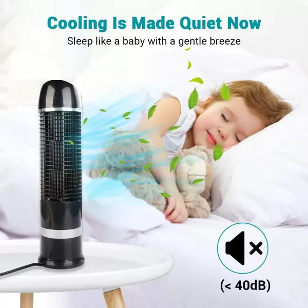 imageDRPREPARE Oscillating Tower Fan Desk Table Fan with 3 Speeds Quiet Cooling 60 Oscillation 16 Inch Personal Small Bladeless for Bedroom Home Office Desktop