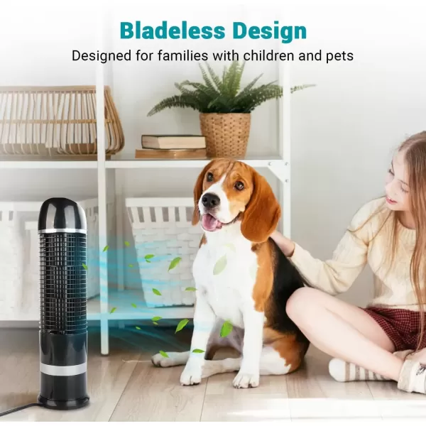 imageDRPREPARE Oscillating Tower Fan Desk Table Fan with 3 Speeds Quiet Cooling 60 Oscillation 16 Inch Personal Small Bladeless for Bedroom Home Office Desktop