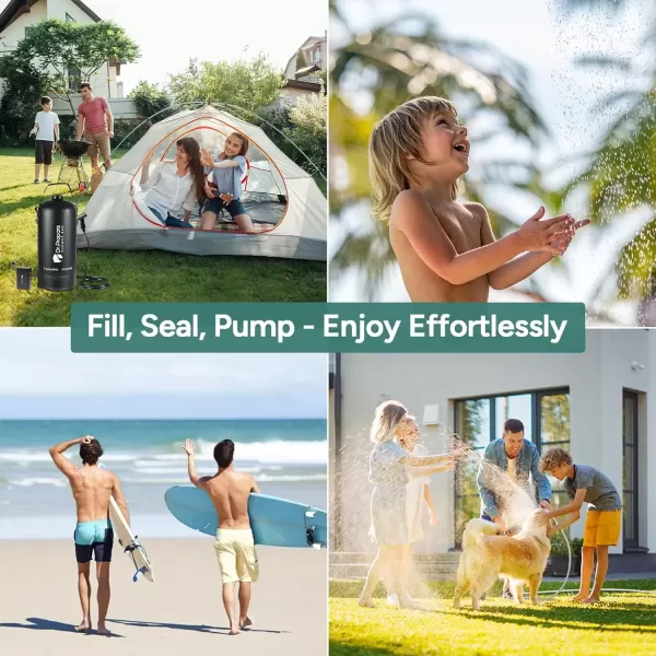 imageDRPREPARE Portable Shower with Rechargeable Electric Pump 4 Gallons5 Gallons Outdoor Camp Shower Bag Fast Inflation Dual Shower Options Portable for Camping Hiking Beach5 Gallons