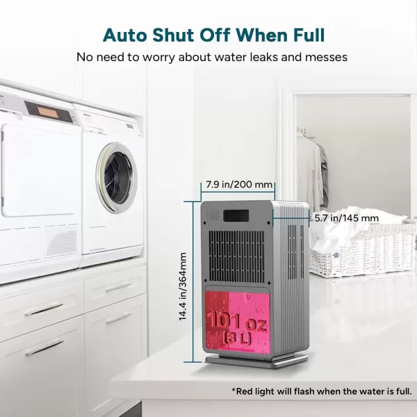 imageDRPREPARE Rotary Dehumidifier for Home 101 oz 3L24H Dehumidifier with Drain Hose 2 Working Modes with Timer Ultra Quiet Dehumidifier Auto Shut Off Portable for Bathroom Basement RV Office34 oz
