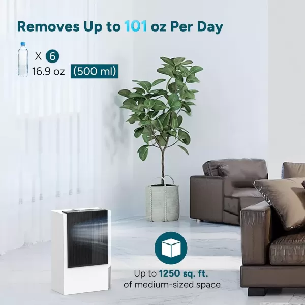 imageDRPREPARE Rotary Dehumidifier for Home 101 oz 3L24H Dehumidifier with Drain Hose 2 Working Modes with Timer Ultra Quiet Dehumidifier Auto Shut Off Portable for Bathroom Basement RV Office101 oz