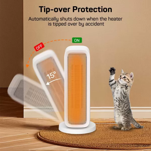imageDRPREPARE Space Heater for Indoor Use 1500W Portable Electric Heater with ECO Thermostat ampamp 60Oscillation 16 Ceramic Tower Heater with Timer ampamp Remote Fast Heating Safe for Bedroom Office Home16 inch  White