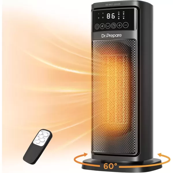 imageDRPREPARE Space Heater for Indoor Use 1500W Portable Electric Heater with ECO Thermostat ampamp 60Oscillation 16 Ceramic Tower Heater with Timer ampamp Remote Fast Heating Safe for Bedroom Office Home16 inch