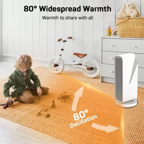 imageDRPREPARE Space Heater for Indoor Use 1500W Portable Electric Heater with ECO Thermostat ampamp 60Oscillation 16 Ceramic Tower Heater with Timer ampamp Remote Fast Heating Safe for Bedroom Office Home16 inch  White