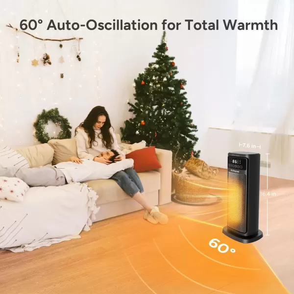 imageDRPREPARE Space Heater for Indoor Use 1500W Portable Electric Heater with ECO Thermostat ampamp 60Oscillation 16 Ceramic Tower Heater with Timer ampamp Remote Fast Heating Safe for Bedroom Office Home16 inch